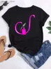 T-shirt femminile Plus size Maycaur Nome personalizzato Lettere Combinazione Fashion Fashion T-Shirt Nail Solp Font A B C D E F G Short Slve Tops Y240420