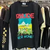 Rhude Hip Hop Streetwear Famoso Designer Mens Camista Moda Rhude Camisa de alta qualidade Manga curta Roupa impressa Rous