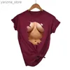 Kadınlar T-Shirt Büyük Göğüsler Seksi Mide Pack Abs Baskı Tişörtlü Kadınlar Kısa Slve Yaz Yaratıcı Desen Komik Kadın Modal Üstler Yenilik TS Y240420