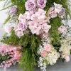 Decorative Flowers European Pastoral Style Green Pink Rose Floral Running Outdoor Wedding Background Horn Arch Decoration Flower Arrangement