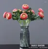 Decorative Flowers 10pcs! Wholesale High Simulation 2 Heads Artificial Ranunculus Asiaticus Flower Fake Wedding Silk Dew Lotus