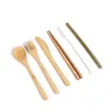 Conjunto de talheres de bambu dos conjuntos de talheres de bambu com talheres com bolsa e pincel Drop Drop Home Garden Kitchen Dining Bar Dhi43