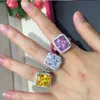 Ins Top Sell Wedding Bings Luxury Bijoux Elegant 925 Silver Silver Fill Cushion Forme 5A CUBIC ZICCON CZ DIAMOND GEMSTONES GEMSTONS PARTHING FEMMES FEMMENT