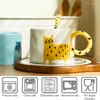 Mugs 350/420ml Cartoon Animal Ceramic Mug With Handle Coffee Milk Spoon Office Water Cup Birthday Gift