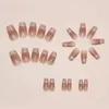 Faux ongles 24 pièces longues français minimaliste gradient de chat de chat de chat avec 1 colle de gelée et fichier de ongles