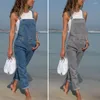 Damesbroeken Denim overalls met zakken verontruste stijlvolle plus size jumpsuit verstelbare riemen zijde