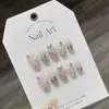 Falsche Nägel 10pcs rosa französische Y2k -Nagelspitzen Langes Ballett handgefertigtes gefälschter Nagel Wearable False Nails mit Strasspressen auf Nägeln Maniküre Y240419 Y240419