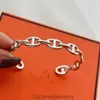 Fashion Brand Designer Pig Snout Bracelet Top S Sterling Sier Round Hollow Lock Chain Open Cuff Bangle for Women Jewelry with Box Party Gift