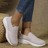Casual Shoes Women's Breathable Mesh Flat 2024 Fall Slip-on Sports Knitted Soft Sole Tennis Zapatillas Mujer