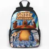 Backpacks Grizzy and the Lemmings Backpack Girls Boys School Sac Sunlight Grizzly Bear Sac à dos Étudiants Cartoon Rucksack Travel Mochila
