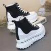 Casual Shoes Autumn High Platform Sneakers 10CM Heels Women Thick Sole Ankle Boots Leather Wedge Winter