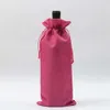 模倣ボトルドローストリングワインバッグリネン酒バッグは赤いワイン貯蔵袋クリスマスディナーテーブルデコレーションTH1383 S S sをカバーしています