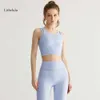 Frauen Sport lu Align 2PCs Set grundlegender Qualität hocher Taille Yoga Tragen Sie enge, schockdes heftiger BH- und Hosenanzug Zitronen -Fitness -Training