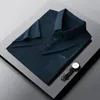 Ice Silk Pockets koszula polo-letnia marka elastyczność biznes swobodny krótki czas na lapy T-shirt Mężczyźni odzież ropa hombre 240412