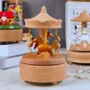 Decoratieve beeldjes houten muziekdoos vrolijke go-round paardenmuziek draai gevormd houten ambachten verjaardagscadeaus home decor