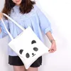 Drawstring Est Casual Fashionable Shoulder Bag Kawaii Cute Cartoon Panda Print Canvas Fashion Shopping Travel Large Reusable