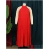Womens Plus Size Hoodies Sweatshirts Red Dres 4Xl 5Xl Halter Lg Loose Chiff Outfits Plover Sleevel Evening Birthday Cocktail Party Gow Dhy2D