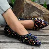 Bling Walking Casual Women Flats Shoes Spring Pointed Toe Sandaler Kvinnliga modemärke klänning Zapatillas Mujer