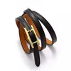 Luxury Women Three-layer genuine leather wrapped bracelet with belt clasp charms jewelry bracelets birthday party gift