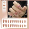 False nagels 24 stks/1box medium lang ijs-permeabele vierkante diamant glitter pure nep nagels y240419 y240419