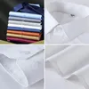 Mens élastique Elastic Basic Standardfit Shirt Long Dress Shirt Solid Formal Businel White Work Office Classic Male 240403