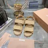 Luxury Designer Spring Summer Women Slippers Thick Two Straps Hook & Loop Weaving Platform Thick Bottom Slippers Beach Sandals Size 35-39