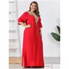 Plus Size Dresses Vintage Rhinestes Embroidered Muslim Dr Women Oversized Short Sleeves Lg Dres Middle East Arabian Robe Cloth J1Ce Dr Dhb7H