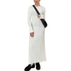 Casual Dresses Solid Color Dress Women Chic Timeless Sticked Pleated Maxi For Cocktail Parties Weddings Special