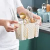 Kitchen Storage Stock Chopstick Cage Household Table Top Drain Plastic Double Grid Divided Barrel Non Punching Tableware