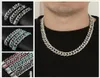 3 färger 13mm Hiphop Mens Full Red Diamond Cuban Link Chain Necklace Armband Guys Bling Curb Choker Choins Miami Rapper Jewelry F9139328