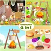 Giochi da campeggio per bambini set con giocattoli da gioco per campi da gioco BBQ Grill finta cucina taglio di cibo da gioco set di giocattoli per esterni 240415