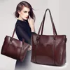 Kvällspåsar Retro Split High Leather Female Handväskor Stenmönster Vintage Axel Messenger Bag Solid Women Big Casual Tote for Girl