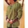 Mentille de style vintage Mente de lin viking ancien costume de costume médiéval homme à manches longues T-shirt rétro 240418