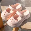 Slippers 2024 Sandals Cute Little Flower DIY Hole Garden Shoes Lolita Thick Sole EVA Outdoor Two Wear