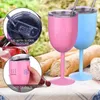 Tumblers Stemmed Stainless Steel Wine Glasses With Lid Double Wall Insulated Tumbler Unbreakable Goblets 10Oz