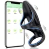 App Bluetooth Vibrating Cock Ring Penis Ring Vibrator Atraso ejaculação brinquedos sexuais para homens casal case penisring Cockring Dick manga 240419