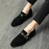 Casual Shoes Fashion Men Loafers Summer Good Quality Flat Sneakers Breathable Reverse Suede Pointed Leather