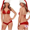 Leuke lingerie, sexy rode drie -punts kerstoutfit met hoed, leuke set