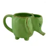 Mugs Creative Retro Antique Green Grey Elephant Ceramic Milk Breakfast Högtemperaturbeständig Coffee Copo Termico Original