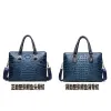 Luggage Genuine leather crocodile print briefcase men's Handbag One Shoulder bag double zipper suitcase head layer cowhide computer bag