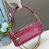 Designer Transparent Spall Borse Women Husury Borse Catena Loco Crossbody Borsa in metallo V logo tote borsetta vintage fibbia magnetica switch borse in pelle