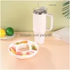 Tasses Soucoupes pour tasse de snack de 40 oz avec poignée compatible réutilisable SILE White Drop Livrot OT8JN