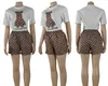 Frauenbekleidungsdesignerin neuer Frauen-Trails-Einrichtungen T-Shirt Shorts Luxus Marke Casual Set J2973