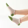Women Socks 2024 Summer Woman Girl Thin Invisible Striped Glass Silk Five Finger Sweat Breathable Split-Toe