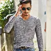 Men's Suits B3414 Trendy Men T Shirt Casual Long Sleeve Slim Basic Tops Tees Summer Stretch T-shirt Mens Clothing Chemise