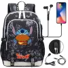 Rugzakken Stitch Prints USB Boy Girl Kids Book School Tassen Tieners Student Women Men Men Laptop Travel Backpack