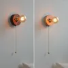 Lampe murale iwhd rond en bois en bois à LED applique en cuivre socket chambre salon beisde miroir escalier clair nordique moderne wandlamp