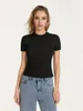 Women's Tanks Women Ribbed Slim Fitted Crop Tops Short Sleeve Crew Neck Tigh Tee Shirts Lettuce Trim Going Out Basic Tees