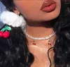 Ny design charm rhinestone cherry hänge halsband för kvinnor uttalande tenniskedja choker kristall krage flickor hiphop smycken12370223