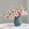 Decorative Flowers 40cm Real Touch Simulation Magnolia Flower With Leaves Chinese Style Arrangement Art Blossom Branch Home Decor